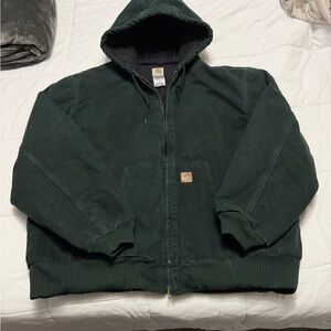 Carhartt J130 SPC Green Hooded Duck Canvas 3XL Zip Quilt Lined Jacket Coat